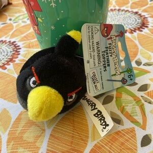 Angry Birds Space Flingers Plush Pencil Topper Finger Puppet 2” Black Bird New